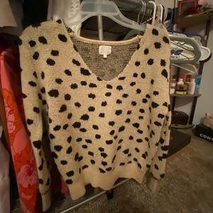 tan spotted knitted sweater